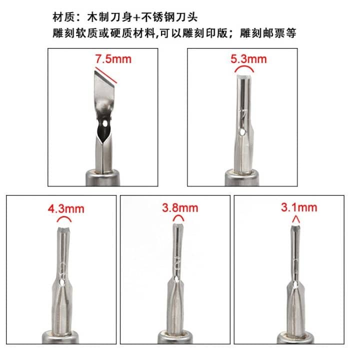 7-teiliges Set mit Holzgriff, Schnitzmesser, Kunst-Kombinationsset – Bild 3