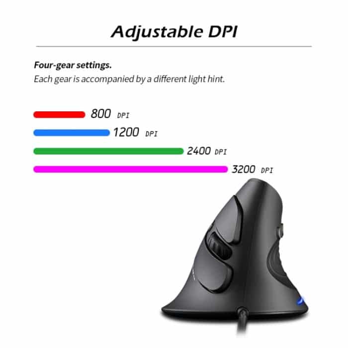 ZELOTES T30 6-Tasten Vertikalgriff Abnehmbare ergonomische kabelgebundene Maus, T30 – Bild 6