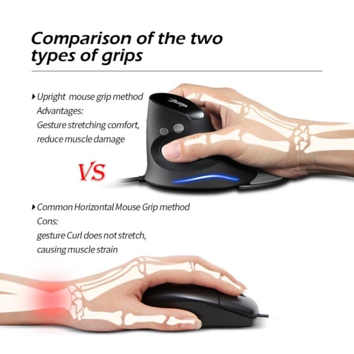 ZELOTES T30 6-Tasten Vertikalgriff Abnehmbare ergonomische kabelgebundene Maus, T30 – Bild 7