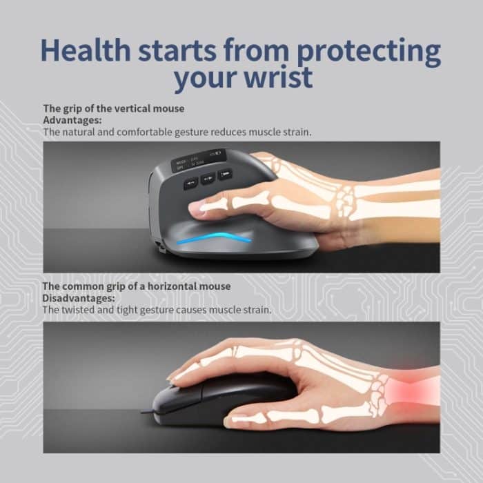 ZELOTES F-26C 8-Tasten 2,4G + Bluetooth Dual-Mode LED-Display Vertikaler Griff Kabellose Maus, F-26C – Bild 8