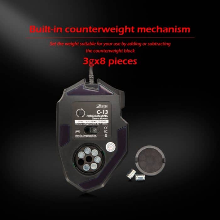 ZELOTES C13 13-Tasten RGB-Lichteffekt-Programmierung Makro Benutzerdefinierte Gaming-Maus mit Kabel, C13 – Bild 11