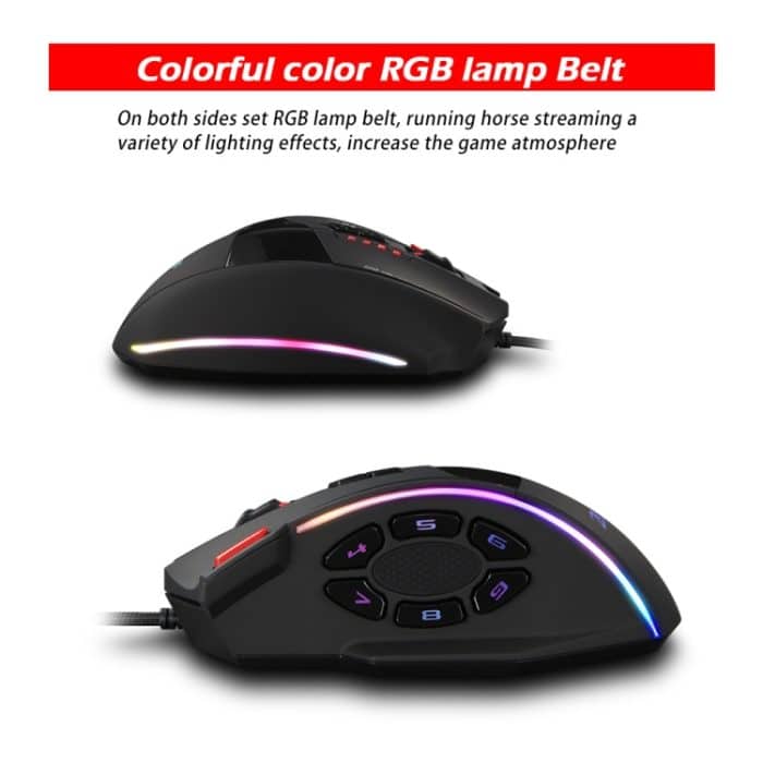 ZELOTES C13 13-Tasten RGB-Lichteffekt-Programmierung Makro Benutzerdefinierte Gaming-Maus mit Kabel, C13 – Bild 12