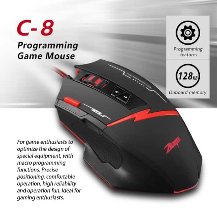 ZELOTES C8 8-Tasten Ergonomische Spielprogrammierung Benutzerdefinierte kabelgebundene Maus, C8 – Bild 4