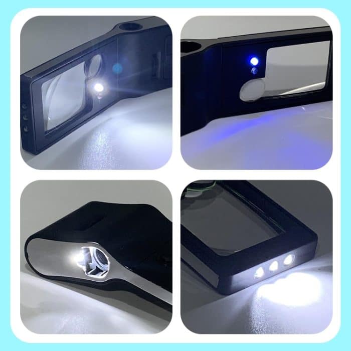 3X 10X Lupe 55X Mikroskop Lupe Mit LED & UV Licht – Bild 5