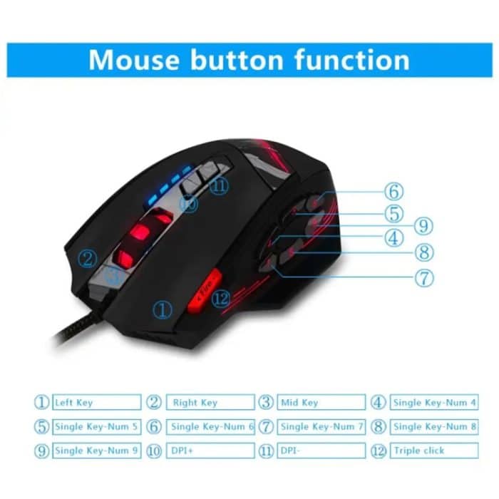 ZELOTES C12 12-Tasten Ergonomische Programmierung Benutzerdefinierte Gaming-Maus mit Kabel, C12 – Bild 4