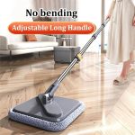Quadratischer Spin Mop und Eimer mit 2 Wischpads, getrenntes sauberes und schmutziges Wasser – Bild 2