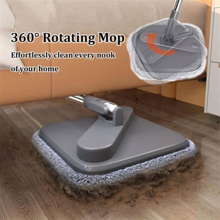 Quadratischer Spin Mop und Eimer mit 2 Wischpads, getrenntes sauberes und schmutziges Wasser – Bild 5