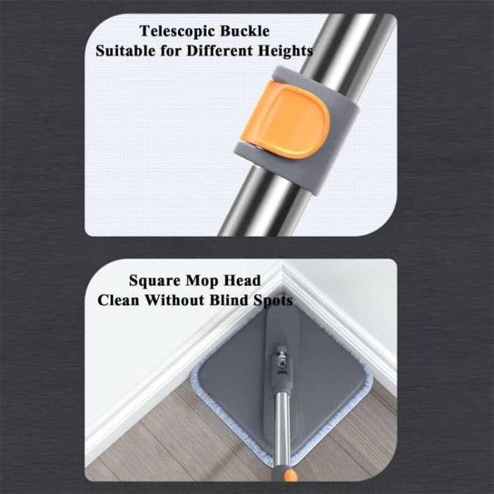 Quadratischer Spin Mop und Eimer mit 2 Wischpads, getrenntes sauberes und schmutziges Wasser – Bild 7