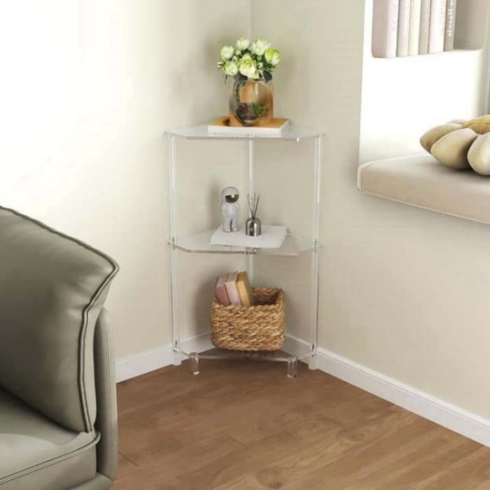 Polygonaler 3-stufiger Ecktisch aus Acryl für die Wandmontage im Wohnzimmer, Küche und Badezimmer, YX140 – Bild 5