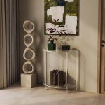 2 schichten Acryl Semi-Oval Wand Seite Tisch Für Wohnzimmer Schlafzimmer Nacht, YX139 – Bild 2