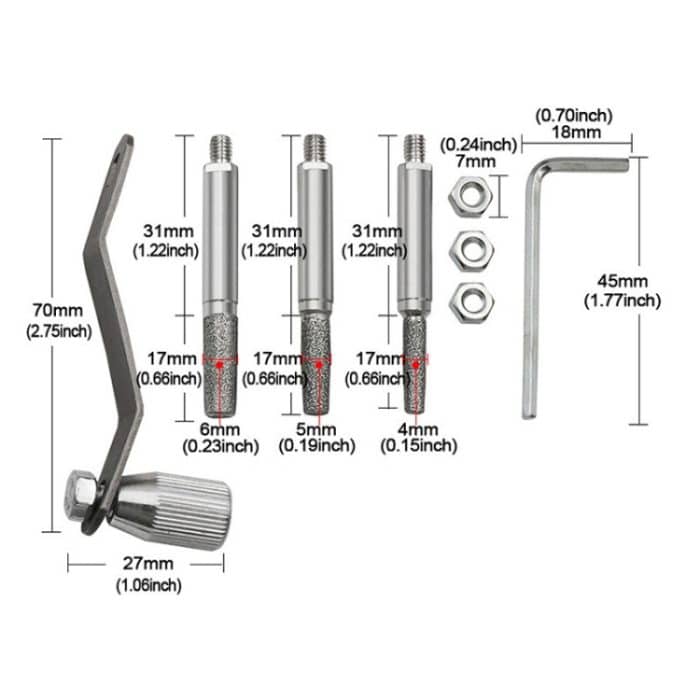 Tragbarer handgeführter elektrischer Sägekettenschärfer mit Handkurbel und 3 Schleifköpfen – Bild 4