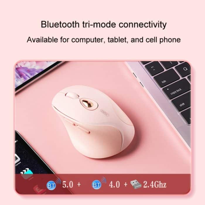 Inphic DR801 2,4G + Bluetooth 5.0/4.0 Kabellose Maus USB Tri-Mode Stumm Wiederaufladbare Gaming-Maus für Mädchen im Büro und zu Hause – Bild 3