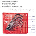 ProsKit 7-teiliges Set mit Mini-Inbusschlüsseln, 0,7–3 mm, L-förmiges Sechskant-Taschenwerkzeug – Bild 4
