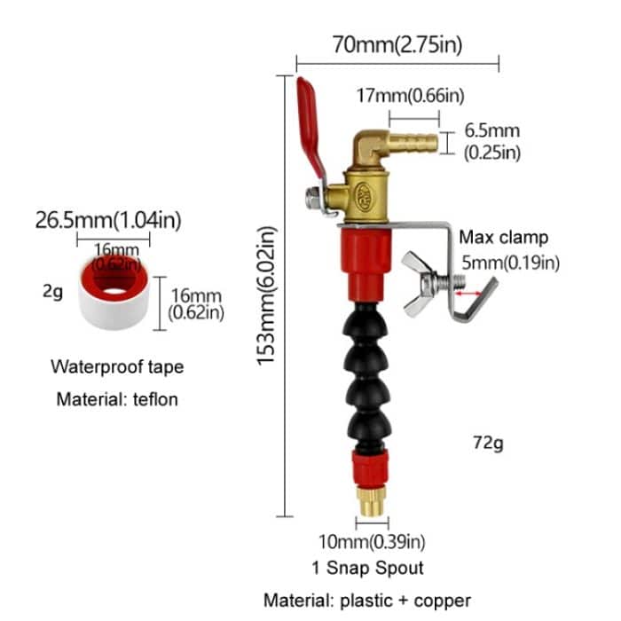 Winkelschleifer Marmor-Schneidemaschine Wasserbefüllungs-/Sprühvorrichtung Kühlung Abstauben Staubsprühdüse, 1 Snap Spout + Waterproof Tape, 1 Snap Aluminum Tube Spout-Longer, Bamboo Tube, 1 Snap Aluminum Tube Spout-Short – Bild 9