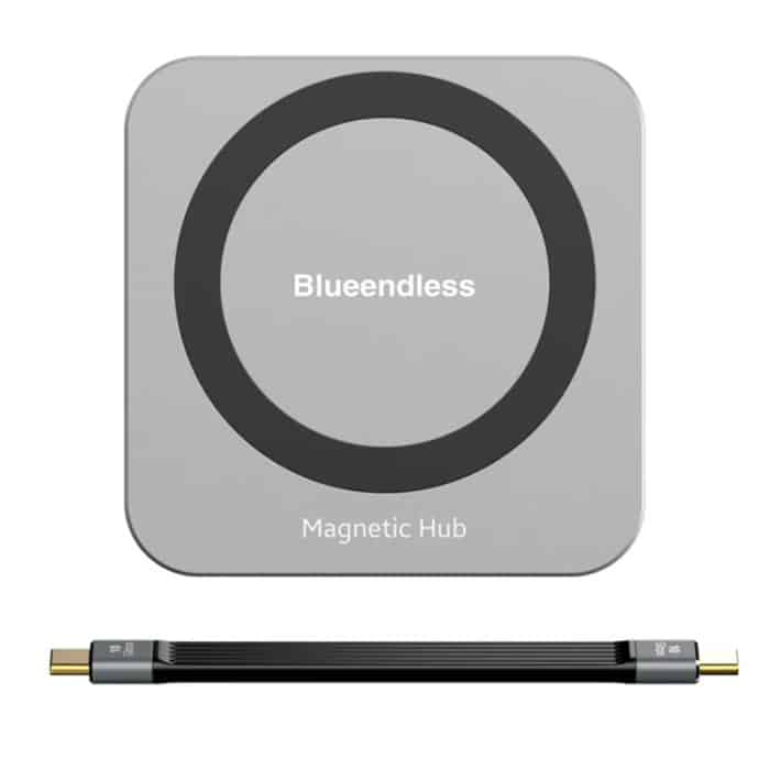 Blueendless 8-in-1-Magnet-HUB mit M.2 NVMe/SATA SSD-Gehäuse (HDMI+PD100W+USB-C/Type-C 3.2+USB-A 3.2+SD+TF+AUX) – Bild 2