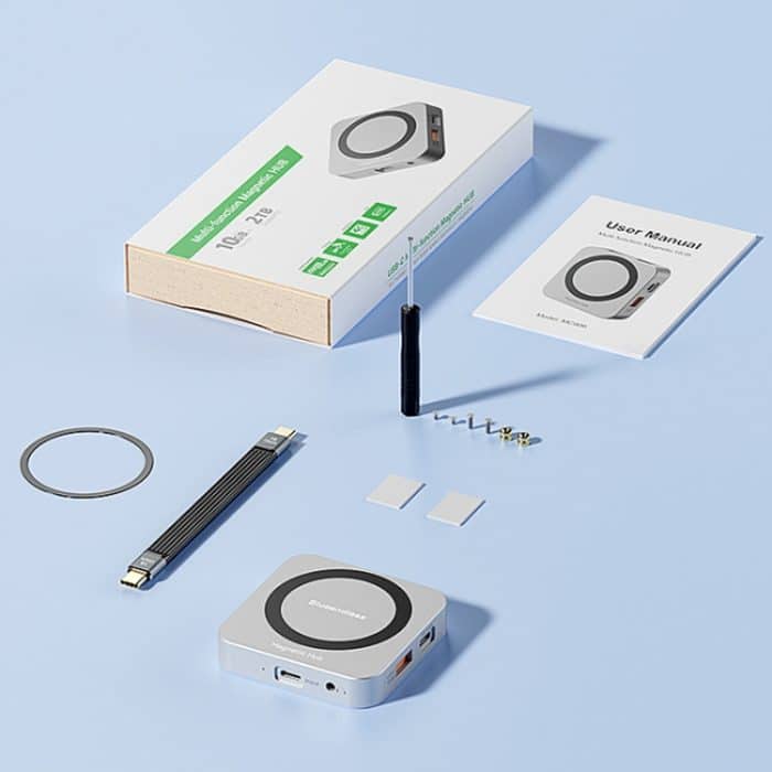 Blueendless 8-in-1-Magnet-HUB mit M.2 NVMe/SATA SSD-Gehäuse (HDMI+PD100W+USB-C/Type-C 3.2+USB-A 3.2+SD+TF+AUX) – Bild 12