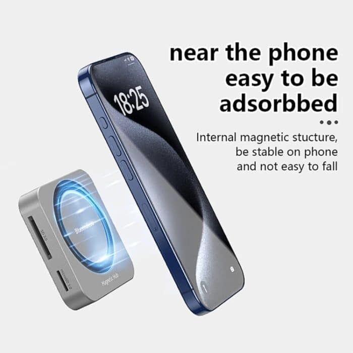 Blueendless 8-in-1-Magnet-HUB mit M.2 NVMe/SATA SSD-Gehäuse (HDMI+PD100W+USB-C/Type-C 3.2+USB-A 3.2+SD+TF+AUX) – Bild 4