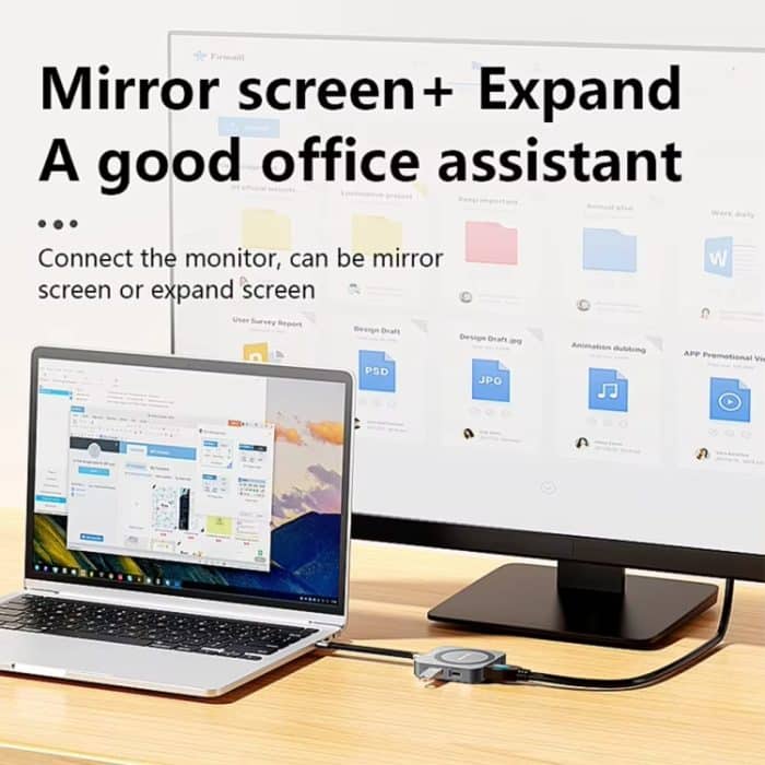 Blueendless 8-in-1-Magnet-HUB mit M.2 NVMe/SATA SSD-Gehäuse (HDMI+PD100W+USB-C/Type-C 3.2+USB-A 3.2+SD+TF+AUX) – Bild 8