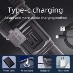 E-SMARTER A08 Taschenlampe mit flachem Anschluss und Digitalanzeige, fluoreszierender Streifen, Hochleistungs-LED, starkes Licht – Bild 5