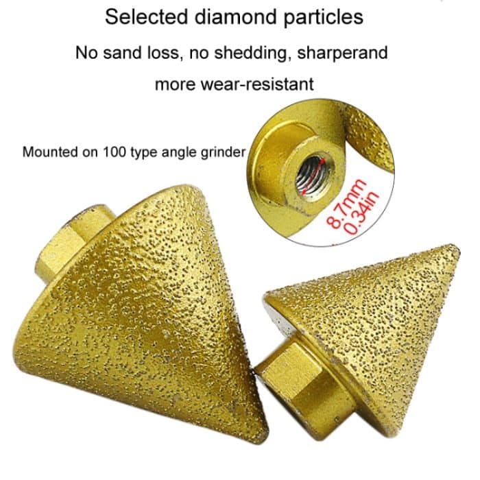 Diamant-Anfasmaschine, konischer Schleifstift, Fliesen, Marmor, Quarz, Bohrlochreibahle, Winkelschleifer, Bohrer, Small Diameter-Pointed, Small Diameter-Flat Head, Large Diameter-Pointed, Large Diameter-Flat Head – Bild 5