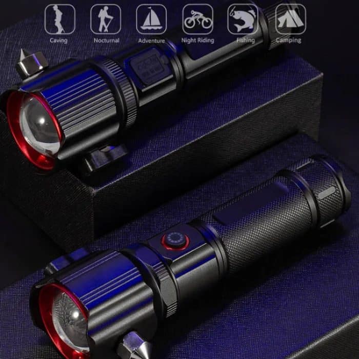 Laser-Taschenlampe, lebensrettende Taschenlampe, Sicherheitsgurt-Durchtrenner, Notfall-Auto-Backup-Tool, Taschenlampe – Bild 2