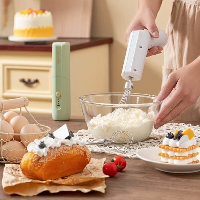 Drehbarer, zusammenklappbarer elektrischer Eierschläger mit Doppelkopf, vollautomatischer kabelloser Backmixer – Bild 11
