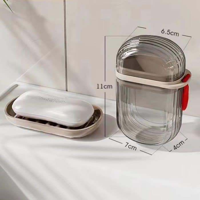 Tragbare, versiegelbare Seifenbox mit Deckel, doppelt entleerbare Reiseseifenbox – Bild 4