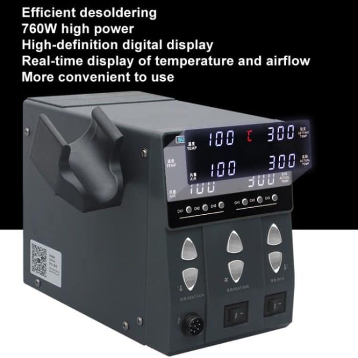 SUGON 202 2-in-1-Lötkolben, Dual-Display, Handy-Reparatur, Heißluft-Thermostat, Lötstation, Kombinationsset, EU Plug, US Plug – Bild 2