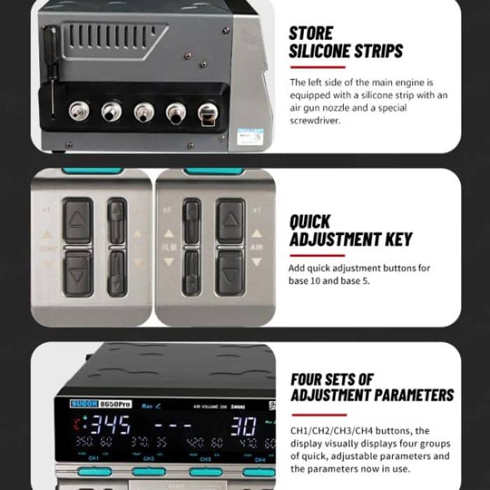 SUGON 8650Pro Curve Heißluft-Lötstation, 1300 W, hohe Windleistung, Wartung von Motherboards und CPUs, Entlötstation, EU Plug, US Plug – Bild 9