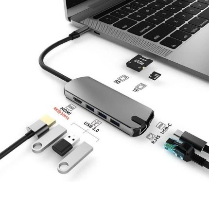 8-in-1-Dockingstation-Hub mit USB-C/Typ-C-Gigabit-Ethernet-Anschluss, HDMI 4K 30Hz, HDMI 4K 60Hz