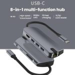 8-in-1-Dockingstation-Hub mit USB-C/Typ-C-Gigabit-Ethernet-Anschluss, HDMI 4K 30Hz, HDMI 4K 60Hz – Bild 2