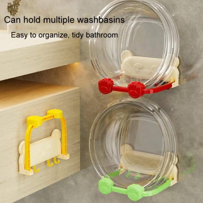 Saugnapf Becken Rack Badezimmer No-Punch Faltbare Multifunktions Haken Organizer Wand Regal – Bild 4