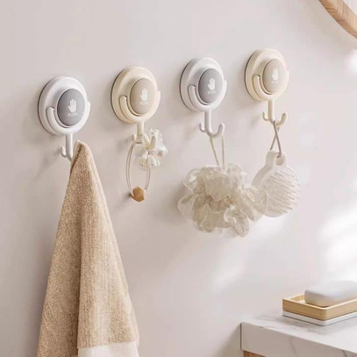 Saugnapfhaken ohne Loch für Badezimmer, stark belastbar, drehbar, Wand hinter der Tür, keine Spuren, klebriger Wandhaken, Apricot (Flat Hook), Gray (Flat Hook), Green (Flat Hook), Apricot (Curved Hook), Gray (Curved Hook), Green (Curved Hook) – Bild 2