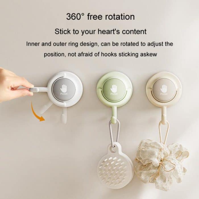 Saugnapfhaken ohne Loch für Badezimmer, stark belastbar, drehbar, Wand hinter der Tür, keine Spuren, klebriger Wandhaken, Apricot (Flat Hook), Gray (Flat Hook), Green (Flat Hook), Apricot (Curved Hook), Gray (Curved Hook), Green (Curved Hook) – Bild 6
