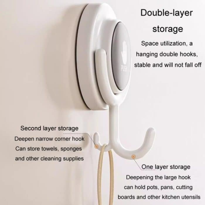 Saugnapfhaken ohne Loch für Badezimmer, stark belastbar, drehbar, Wand hinter der Tür, keine Spuren, klebriger Wandhaken, Apricot (Flat Hook), Gray (Flat Hook), Green (Flat Hook), Apricot (Curved Hook), Gray (Curved Hook), Green (Curved Hook) – Bild 8