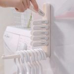 Balkon Haushalt No-Punch Faltbare Kleidung Rack Clip Organizer – Bild 2