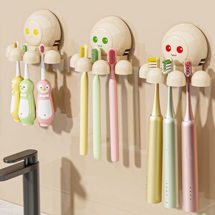 Octopus Saugnapf Zahnbürstenhalter Badezimmer Wand montiert Zahnbürste Lagerung Regal – Bild 2