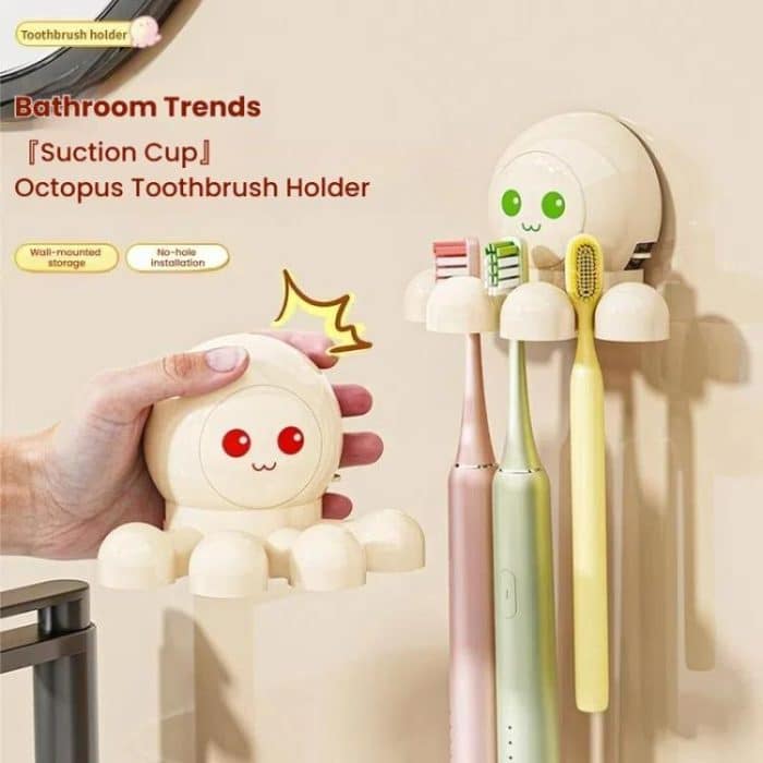 Octopus Saugnapf Zahnbürstenhalter Badezimmer Wand montiert Zahnbürste Lagerung Regal – Bild 4