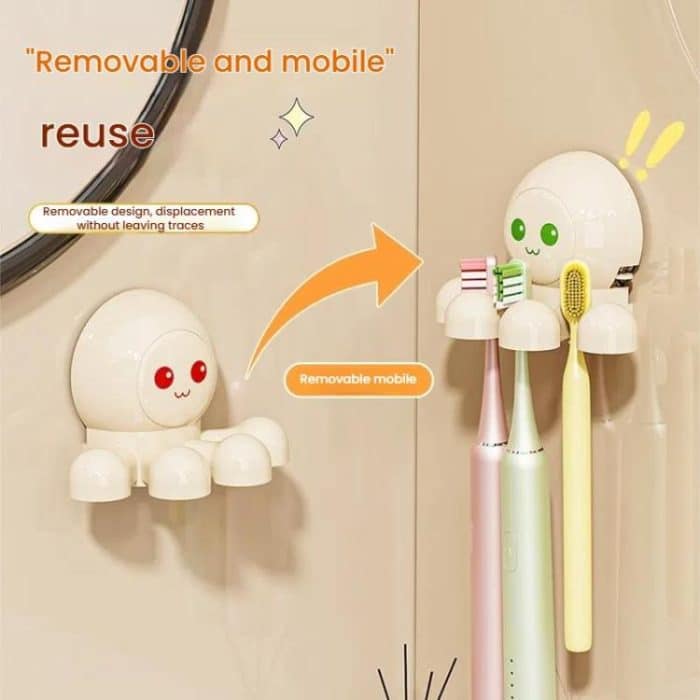 Octopus Saugnapf Zahnbürstenhalter Badezimmer Wand montiert Zahnbürste Lagerung Regal – Bild 5