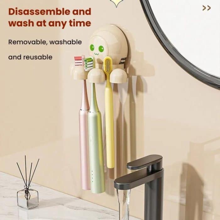 Octopus Saugnapf Zahnbürstenhalter Badezimmer Wand montiert Zahnbürste Lagerung Regal – Bild 8