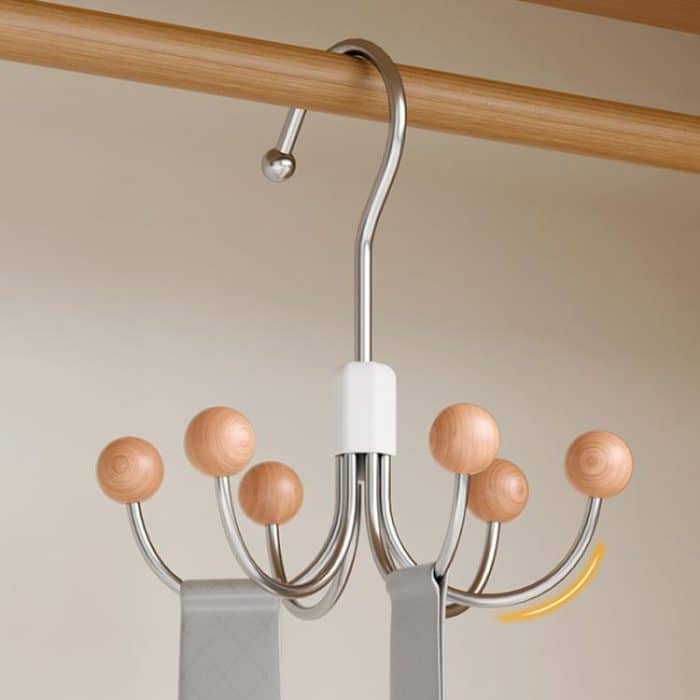 Haken mit sechs Krallen, um 360 Grad drehbar, für Kleiderbügel, multifunktionale Aufbewahrungshaken für Unterwäsche und Kleidung – Bild 2