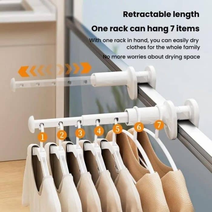 Tragbarer Reise-Kleidertrocknerständer für Geschäftsreisen, Hotel, Innenbereich, lochfrei, Teleskop-Trockenbügel – Bild 4