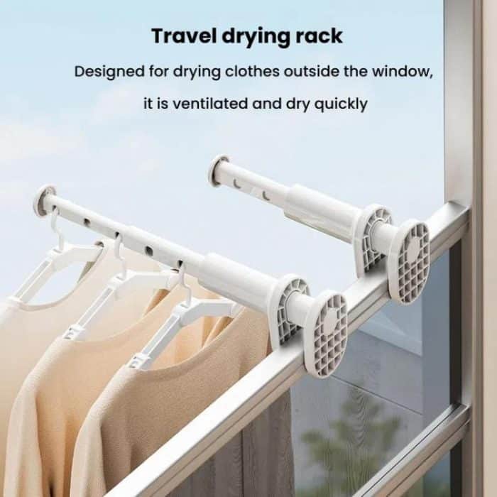 Tragbarer Reise-Kleidertrocknerständer für Geschäftsreisen, Hotel, Innenbereich, lochfrei, Teleskop-Trockenbügel – Bild 9
