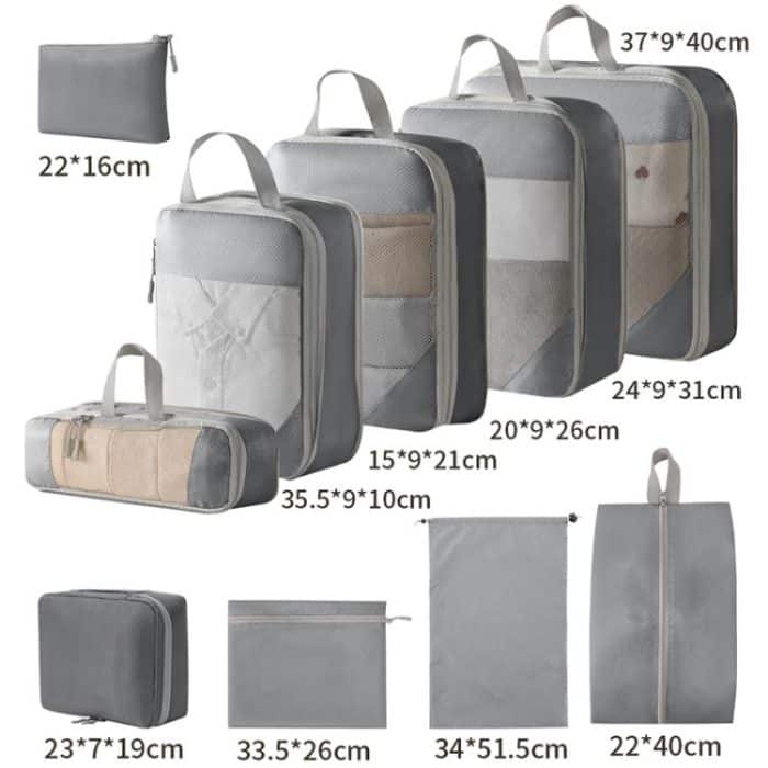 Mesh komprimiert Reise Organizer Tasche Gepäck Kleidung Schuhe Toilettenartikel Aufbewahrungstasche, 5 In 1, 6 In 1, 7 In 1, 8 In 1, 10 In 1 – Bild 3