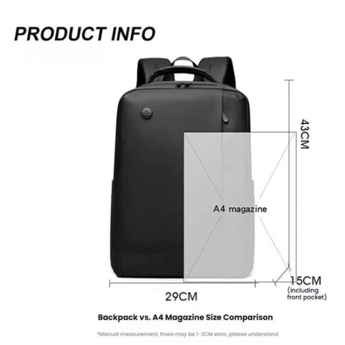 WEPOEWR Herren 14-Zoll-Laptop-Rucksack Wasserdichter Business-Pendlerrucksack mit großer Kapazität – Bild 8