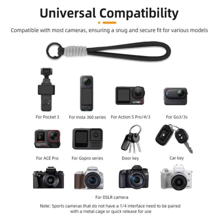 BRDRC Sportkamera-Handschlaufe mit 1/4 Zoll Schraube, Verlustschutz, Lanyard, Handschlaufe, Zubehör – Bild 12