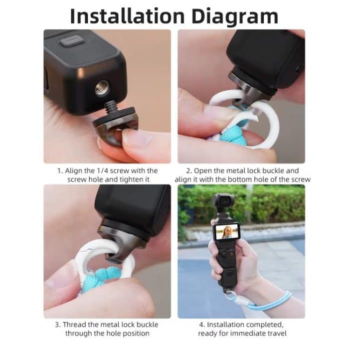 BRDRC Sportkamera-Handschlaufe mit 1/4 Zoll Schraube, Verlustschutz, Lanyard, Handschlaufe, Zubehör – Bild 14