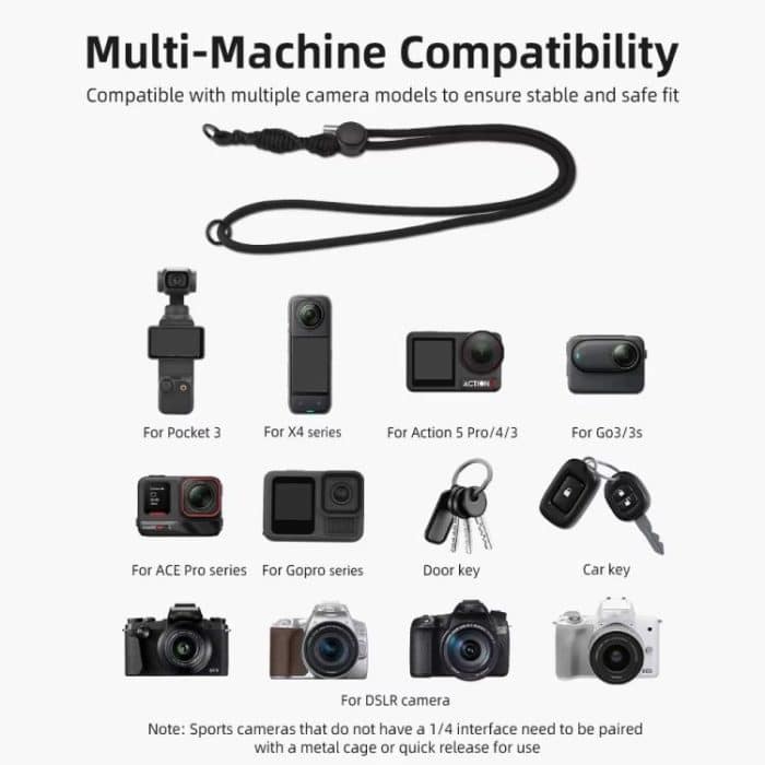 BRDRC Sportkamera-Lanyard mit 1/4 Zoll Schraube Anti-Lost Crossbody Lanyard – Bild 10
