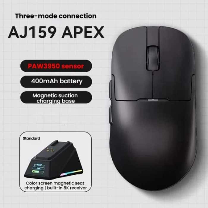 Ajazz AJ159 APEX Gaming-Maus PAW3395 Kabellose Tri-Mode-Maus mit Ladestation – Bild 4