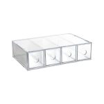 Schreibtisch-Organizer aus Acryl mit 4 Schubladen, stapelbare Brillenvitrine, Aufbewahrungsbox für Make-up-Pinsel und Schreibwaren, 27x17.5x7.3cm